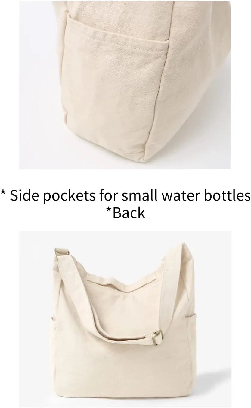 Jeelow Heavy Duty Canvas Travel Tote Handbag Shoulder Crossbody Bags Purse For Men & Women