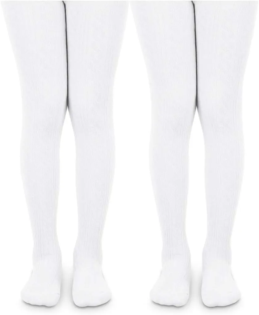 Jefferies Socks Girls Cable and Rib Dress School Uniform Tights 2 Pack
