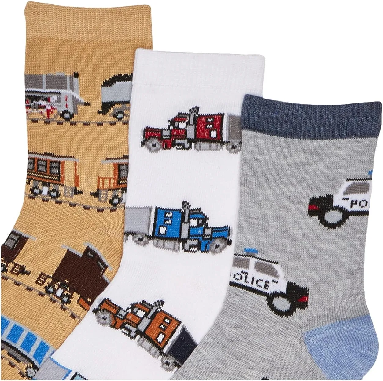 Jefferies Socks Little Boys Trains Trucks Cars Pattern Crew Socks 6 Pack