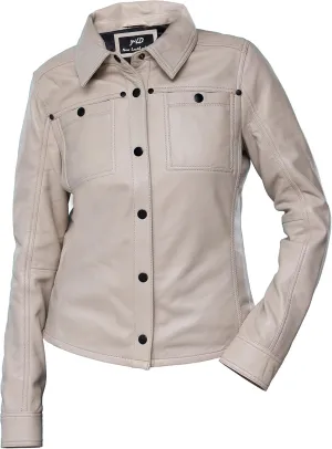 Jild Womens Button Front Lambskin Leather Jacket Shacket - Casual Shirt Long Sleeve Leather Jacket Women with Bust Pocket