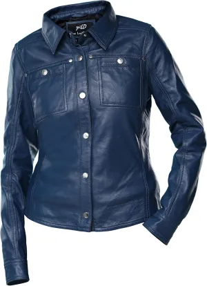 Jild Womens Button Front Lambskin Leather Jacket Shacket - Casual Shirt Long Sleeve Leather Jacket Women with Bust Pocket