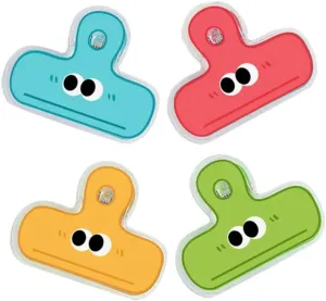 jojofuny Cute Cartoon Expression Eyes Binder Clips 4pcs Reusable Paper Clips for Office Snack Bag