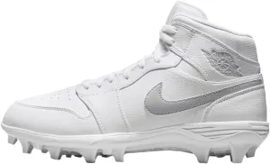 Jordan 1 Mid TD Men's Football Cleat (FJ6805-101, White/White/Grey Fog) Size 9.5
