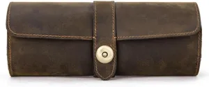JSEIAJB Cylindrical Three Pack Mechanical Watch Box In Cowhide Portable Watch Storage Box for Travel