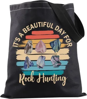 JXGZSO Rock Hunting Handbag It's A Beautiful Day For Rock Hunting Tote Bag Rock Hunter Gift Rock Lovers Gift Geologist Gift
