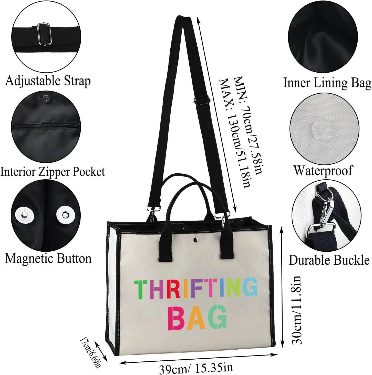 JXGZSO Thrift Bag - Tote Bag Gift for Thrift Lovers & Shoppers