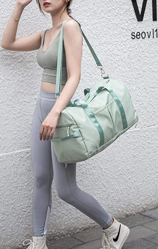 KARRESLY Sports Gym Bag for Women or Men Travel Duffel Bag with Wet Pocket and Shoes Compartment for Training Swim Yoga(Light purple) free size