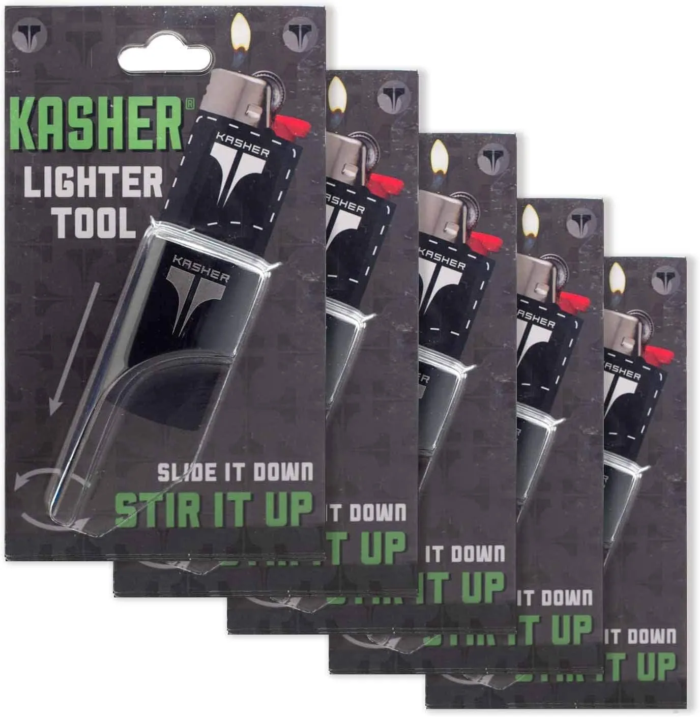Kasher’s Classic Lighter Tool Pack of 5 - Lightweight & Multi Tool Accessory for Lighters - Suitable to use as Pipe Cleaner, Poker, Cutter or Multi-Tool Lighter Case (Black, Without Lighter)