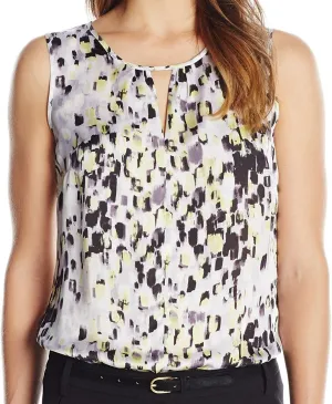 Kasper Women's Petite Size Keyhole Smeared Strokes Print Cami