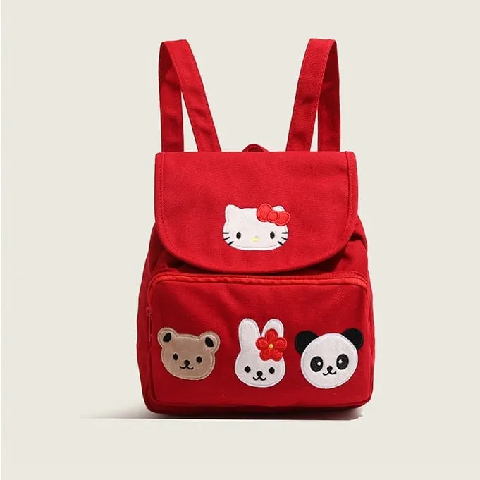 Kawaii Red Hello Kitty Canvas Backpack
