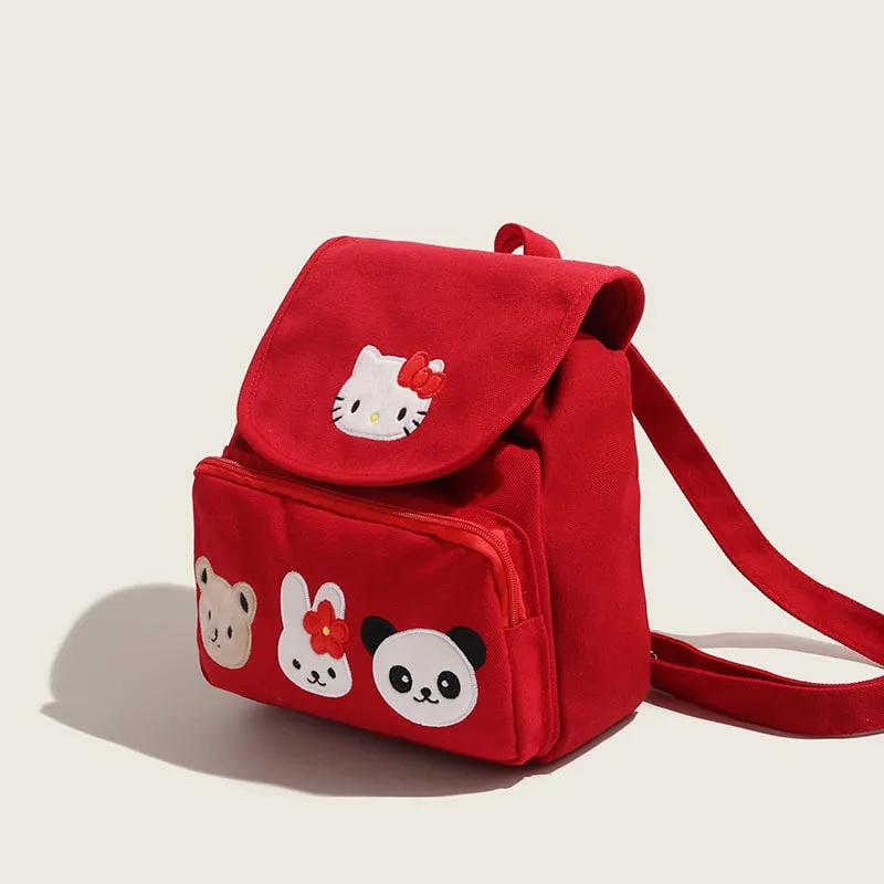 Kawaii Red Hello Kitty Canvas Backpack