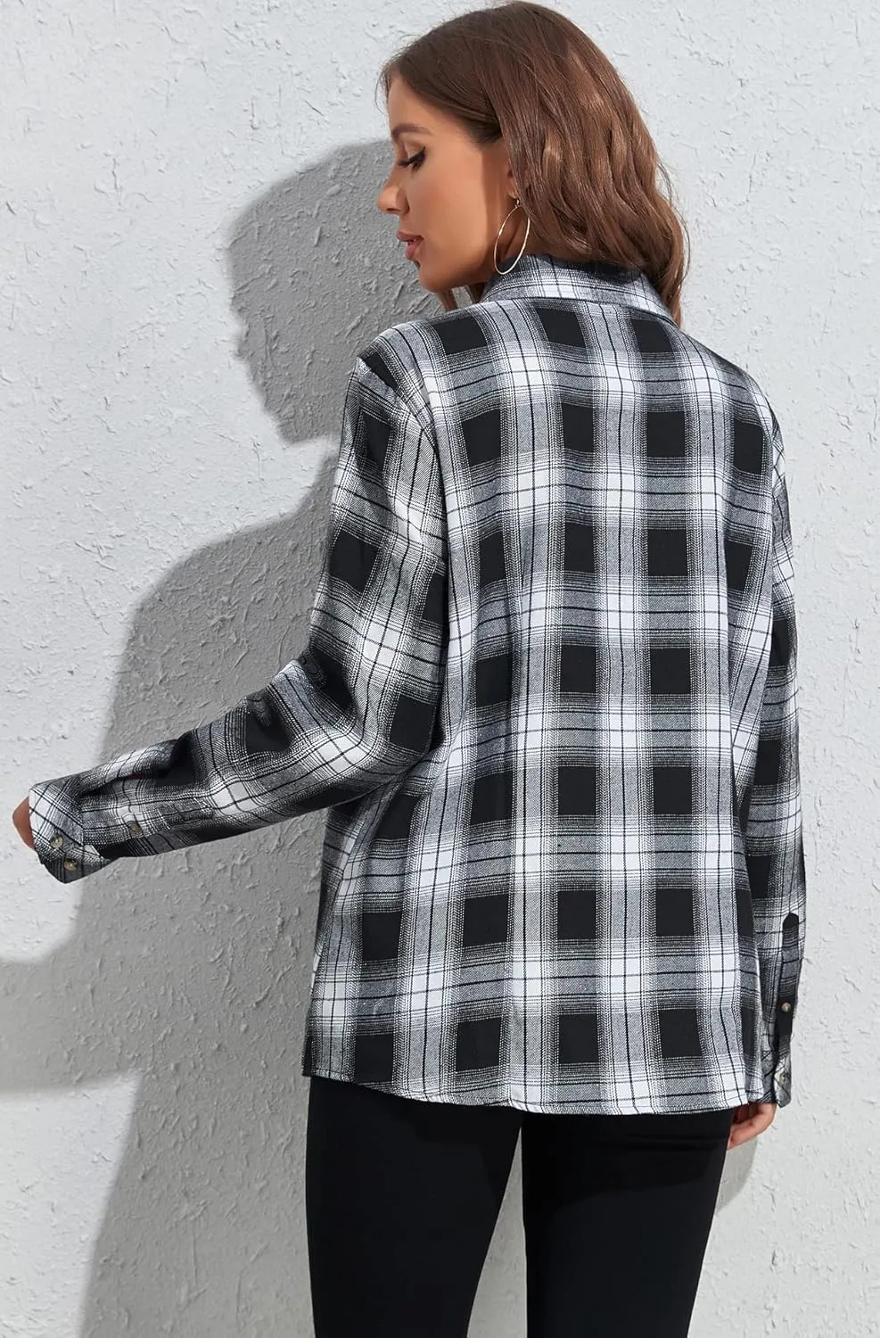 KevaMolly Plaid Flannel Shirts for Women Loose Fit Boyfriend Button Down Shirt Long Sleeve Casual Flannel Blouse Tops