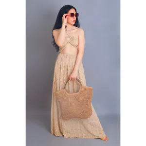Khaki oversize Restort Straw Beach Tote Bag