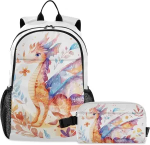 Kids Backpack Cute Cartoon Pterosaur Boys Girls School Backpack with Lunch Bag Bookbag Set