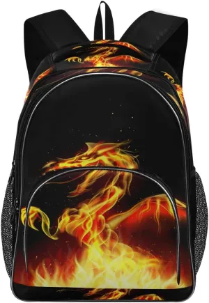Kids Backpack Dragon Fire Three Layer Arc Bookbag for Boys Girls Elementary School Casual Travel Bag Laptop Daypack
