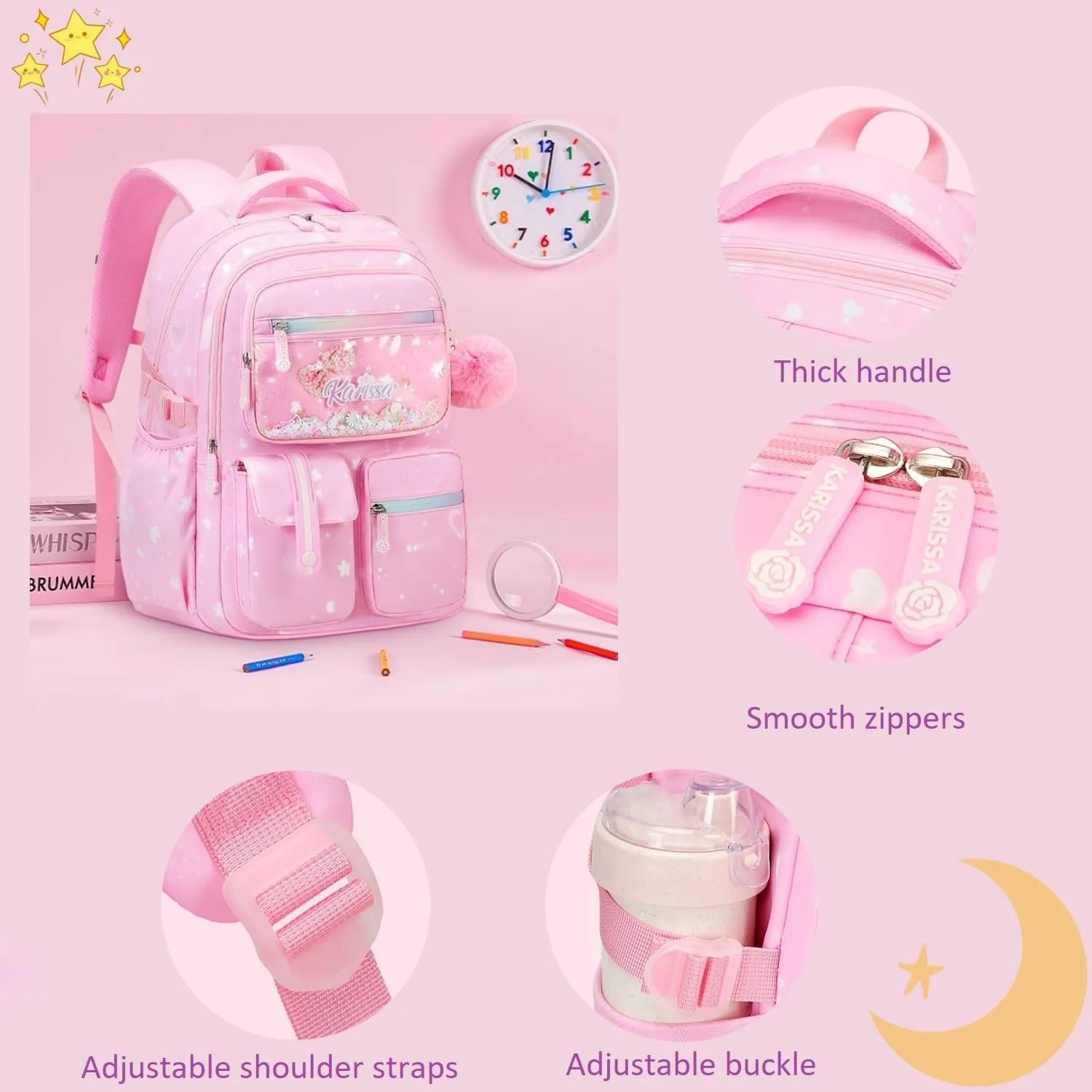 Kids Backpack for Girls Bookbag for Elementary School Pre Girls School Bag Water Resistant Blue
