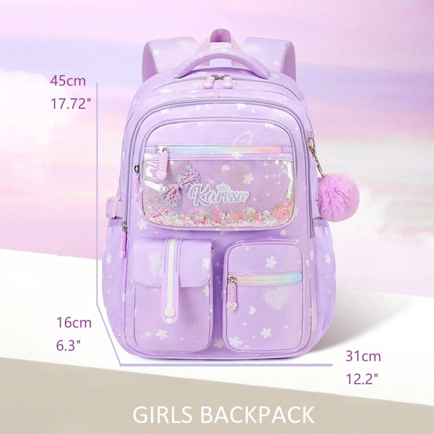 Kids Backpack for Girls Bookbag for Elementary School Pre Girls School Bag Water Resistant Blue
