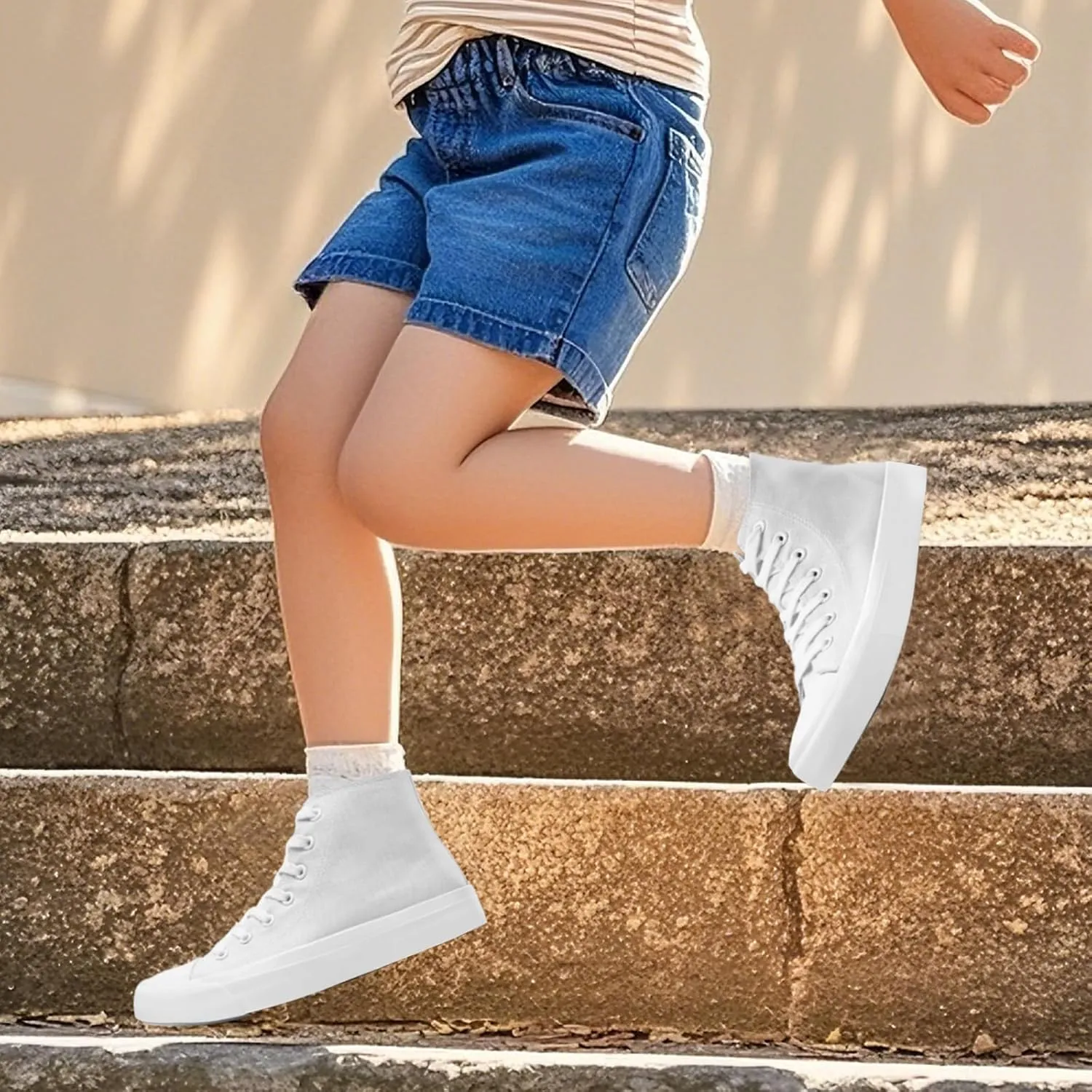 Kids Canvas Sneakers for Girls Boys High Top Canvas Fashion Shoes Comfortable Classic Casual Lace up Walking Running Shoes