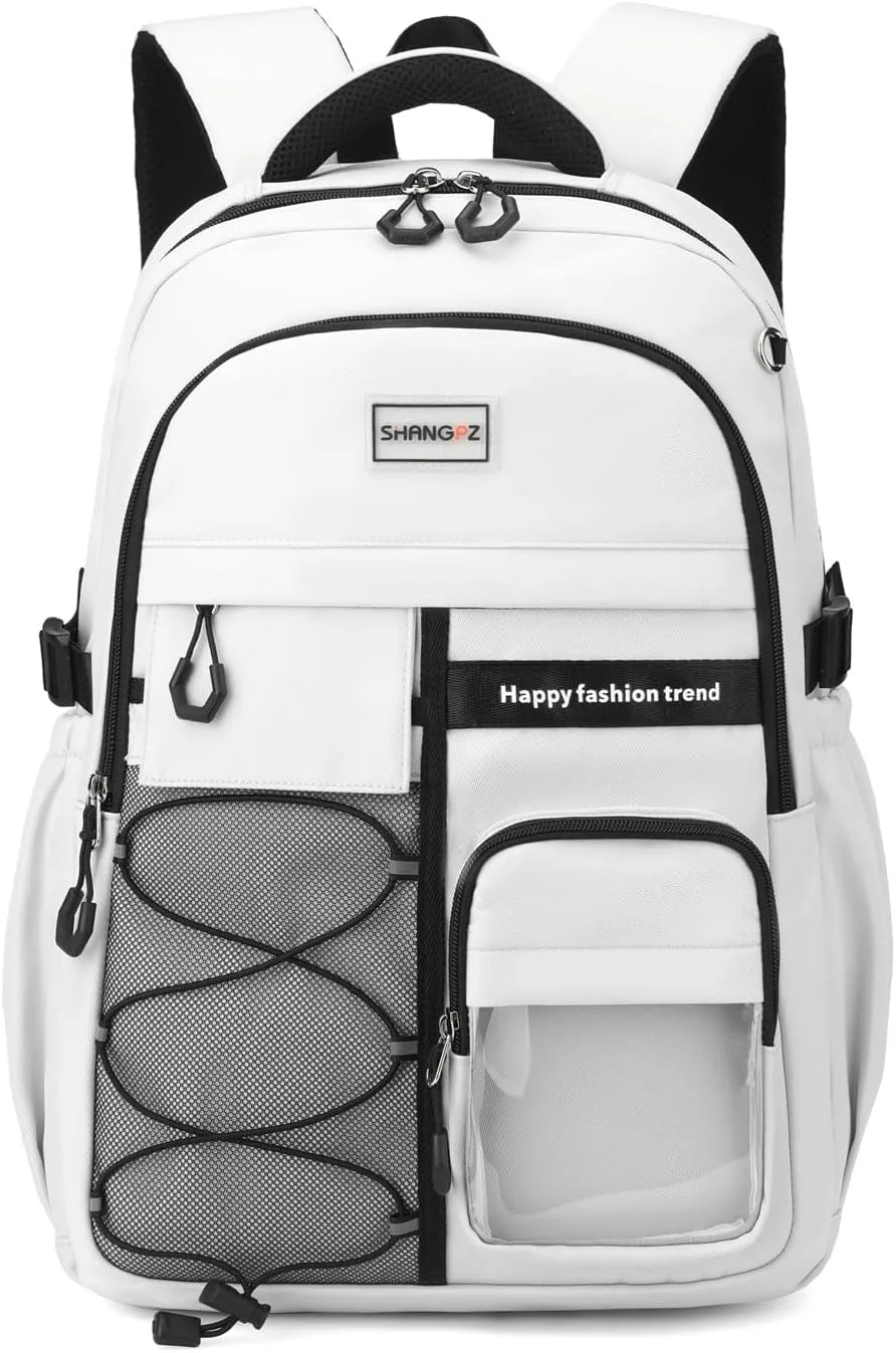Kids School Backpack For Boy And Girl,Large Capacity High Middle Elementary Primary Students Teens Sports Bookbag (A-Light Grey)