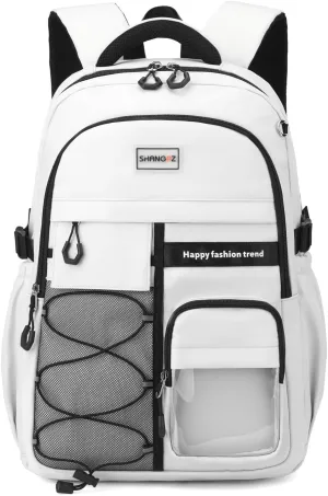 Kids School Backpack For Boy And Girl,Large Capacity High Middle Elementary Primary Students Teens Sports Bookbag (A-Light Grey)