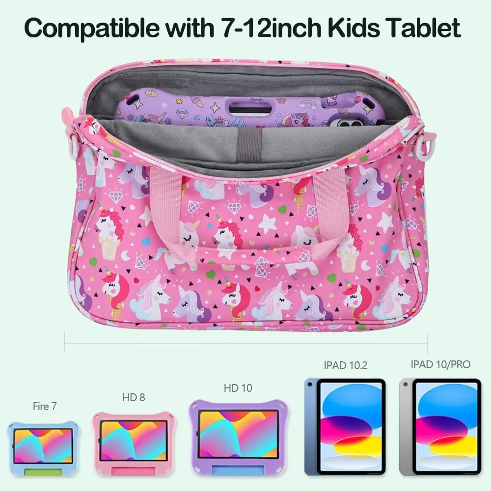 Kids Tablet Bag for Boy Girl Dinosaur Tablet Sleeve Carrying Case with Handle Shoulder Strap 13 inch Tablet Travel Bag