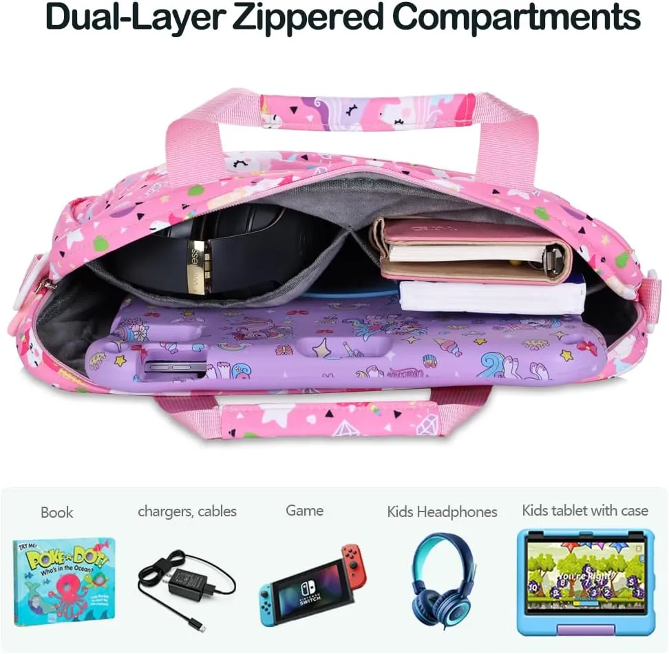 Kids Tablet Bag for Boy Girl Dinosaur Tablet Sleeve Carrying Case with Handle Shoulder Strap 13 inch Tablet Travel Bag
