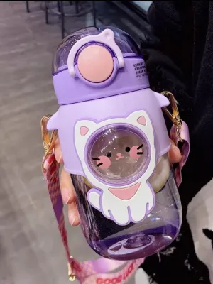 Kids Water Bottle for School Boys Girl Kawaii Cup with Straw Cute Cartoon Leakproof Mug Travel Drinking Tumbler BPA Free