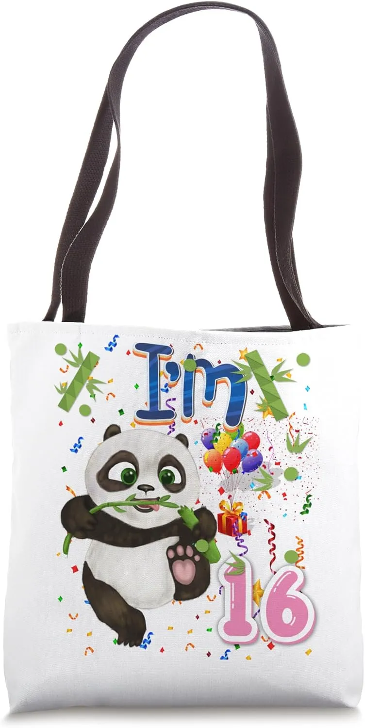 Kids16 Year Old Panda 16th Birthday Party Animal Panda Lover Tote Bag