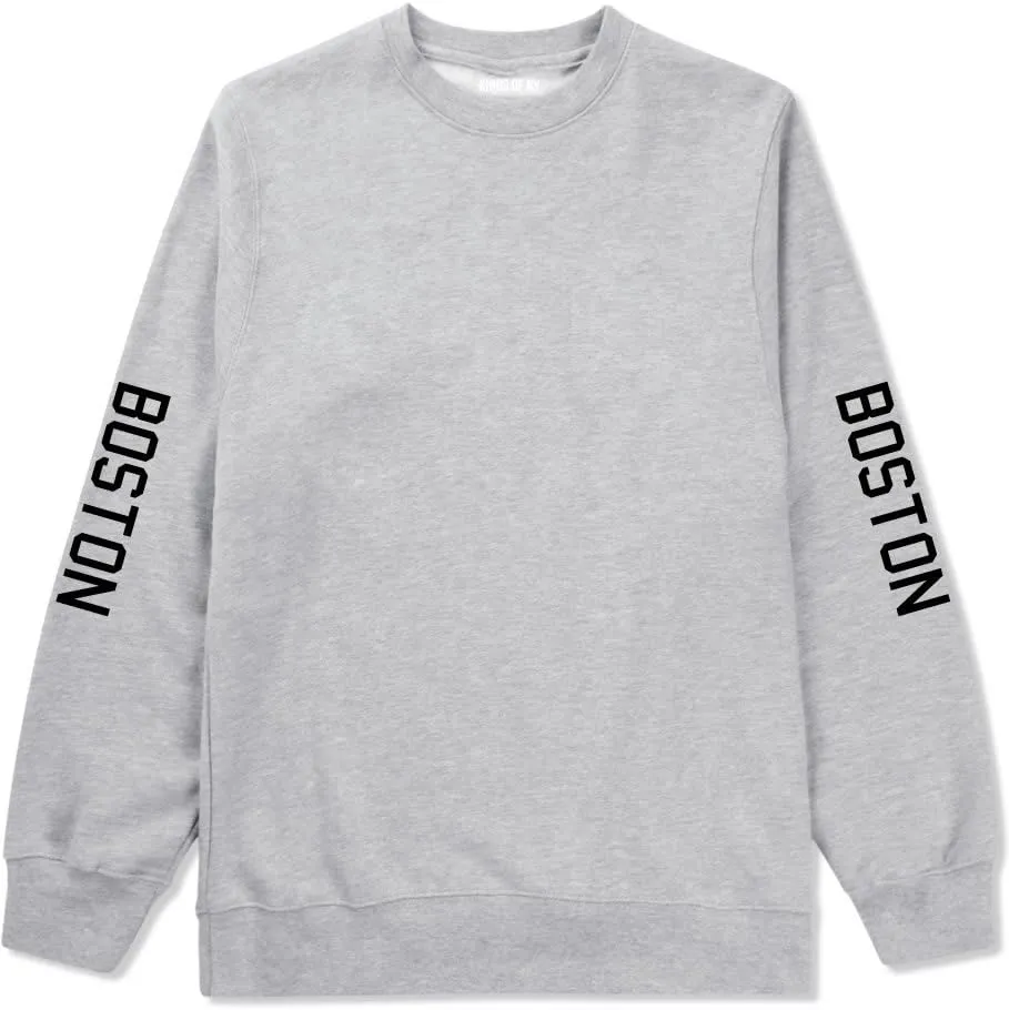 Kings Of NY Boston Massachusetts State City City Printed Sleeves Crewneck Sweatshirt