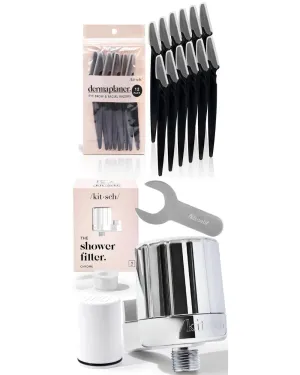 Kitsch Dermaplaning Tool (Black) & Shower Head Filter