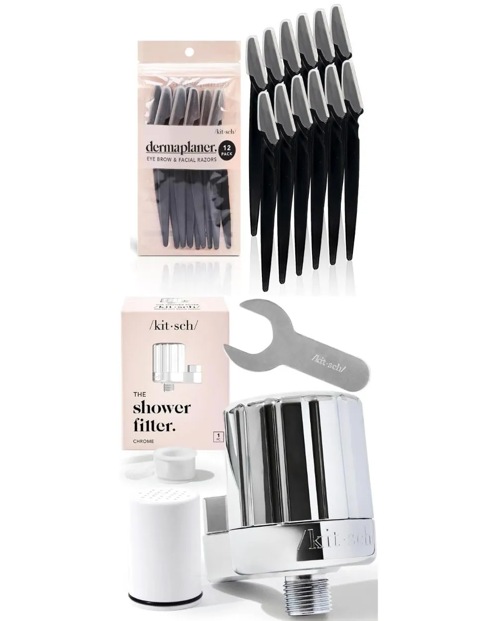 Kitsch Dermaplaning Tool (Black) & Shower Head Filter