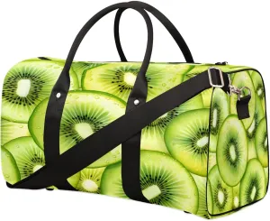 Kiwifruit Travel Duffle Bag, Sports Gym Bags for Women Men, Carry On Weekender Overnight Bag, Summer Tropical Fruits Green Workout Hospital Airplane Trips Bag