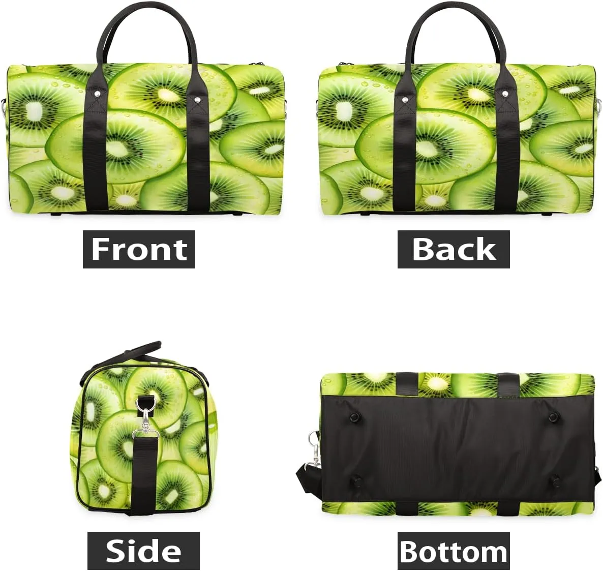 Kiwifruit Travel Duffle Bag, Sports Gym Bags for Women Men, Carry On Weekender Overnight Bag, Summer Tropical Fruits Green Workout Hospital Airplane Trips Bag