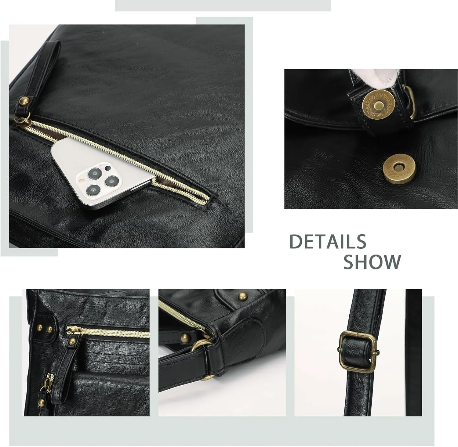 KL928 Crossbody Bags for Women, Multi Pocket Shoulder Bags, Medium PU Leather Cross Body Purses