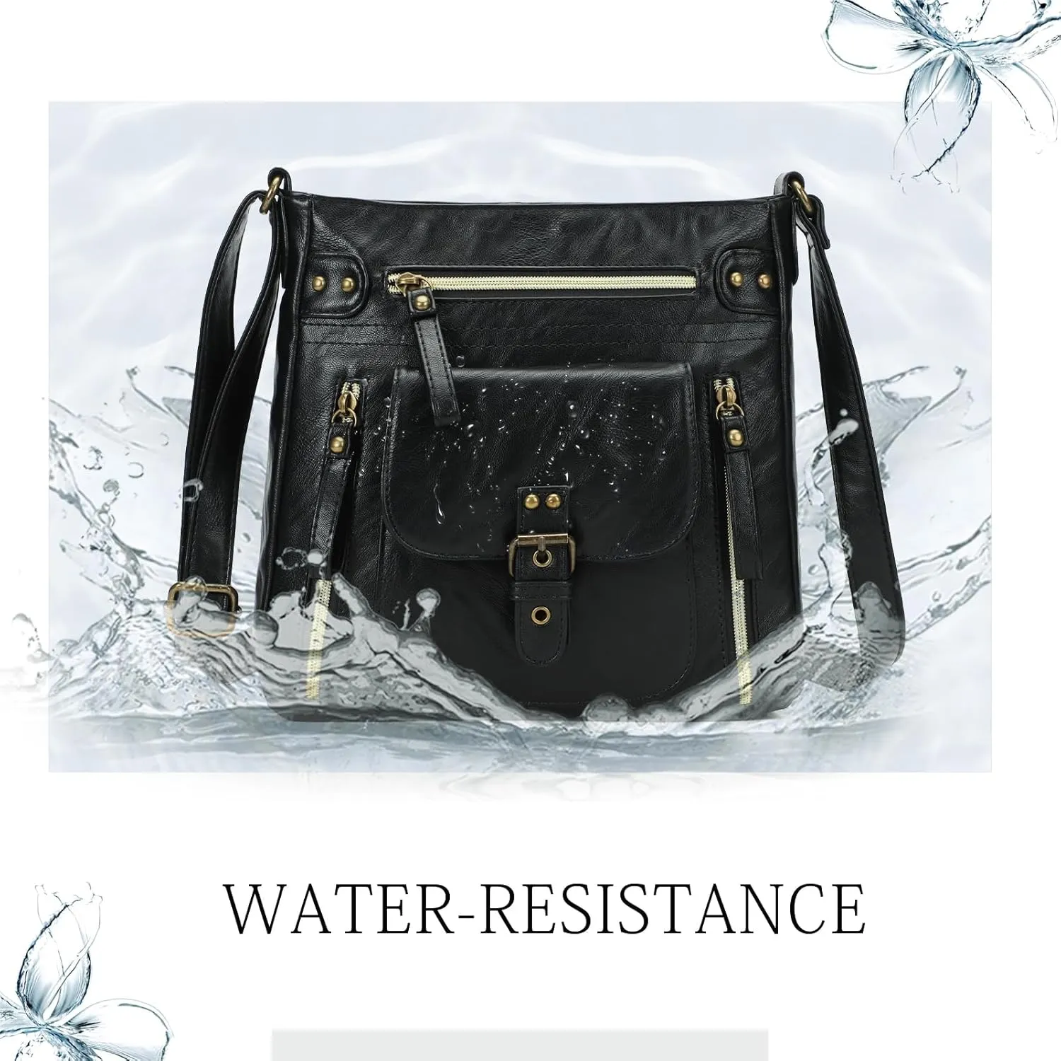 KL928 Crossbody Bags for Women, Multi Pocket Shoulder Bags, Medium PU Leather Cross Body Purses