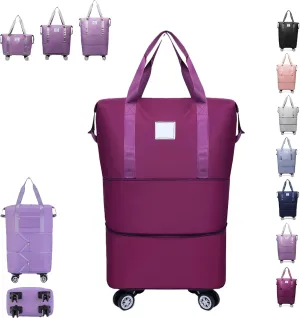 Klarson Expandable Bag with Wheels, Klarson Travel Bag, Scratch Expandable Travel Duffle Bag, with Dry and Wet Separation (Purple)
