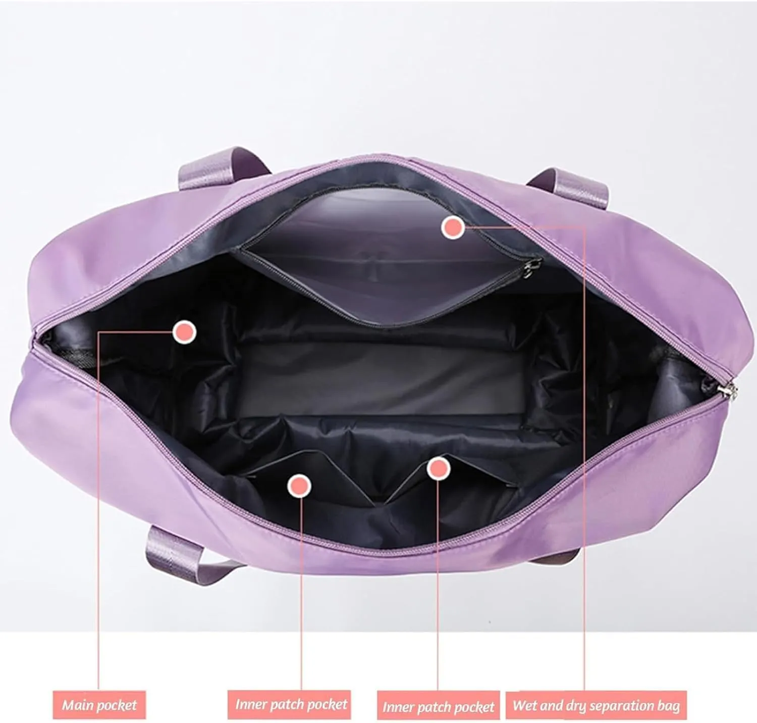 Klarson Expandable Bag with Wheels, Klarson Travel Bag, Scratch Expandable Travel Duffle Bag, with Dry and Wet Separation (Purple)
