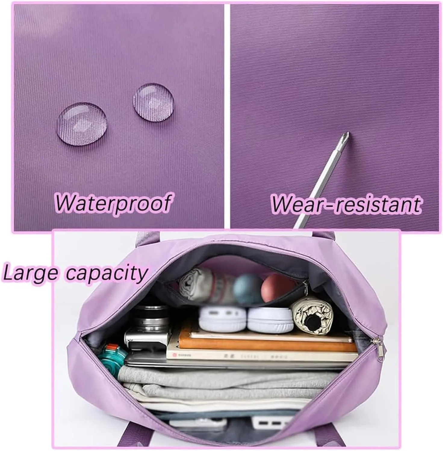 Klarson Expandable Bag with Wheels, Klarson Travel Bag, Scratch Expandable Travel Duffle Bag, with Dry and Wet Separation (Purple)