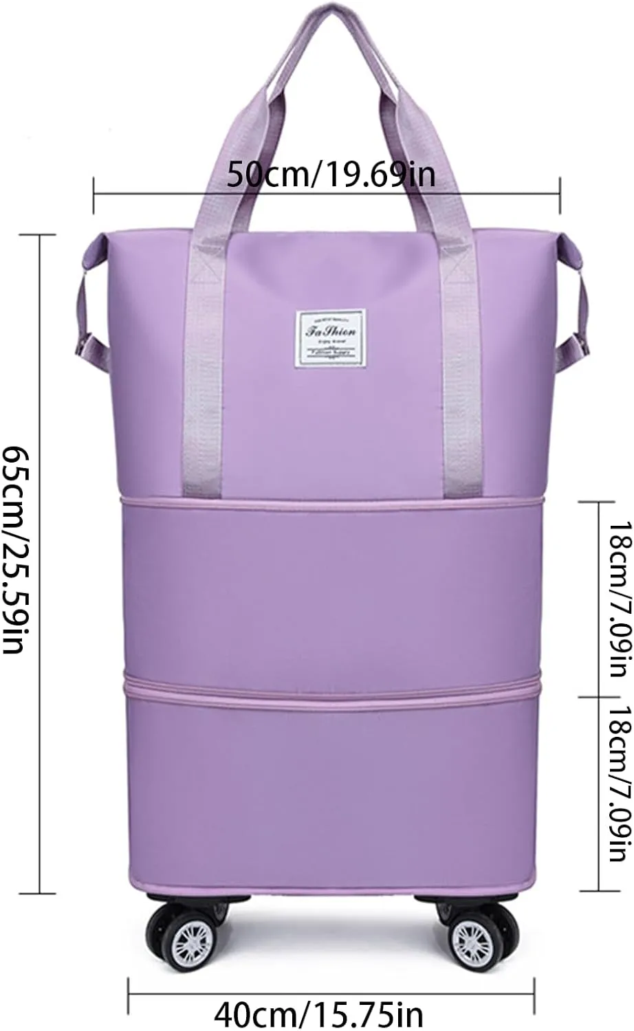 Klarson Expandable Bag with Wheels, Klarson Travel Bag, Scratch Expandable Travel Duffle Bag, with Dry and Wet Separation (Purple)