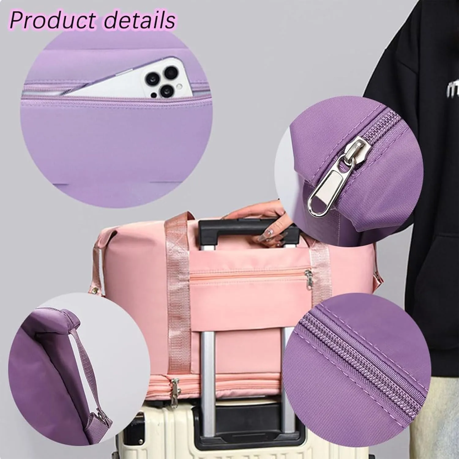 Klarson Expandable Bag with Wheels, Klarson Travel Bag, Scratch Expandable Travel Duffle Bag, with Dry and Wet Separation (Purple)