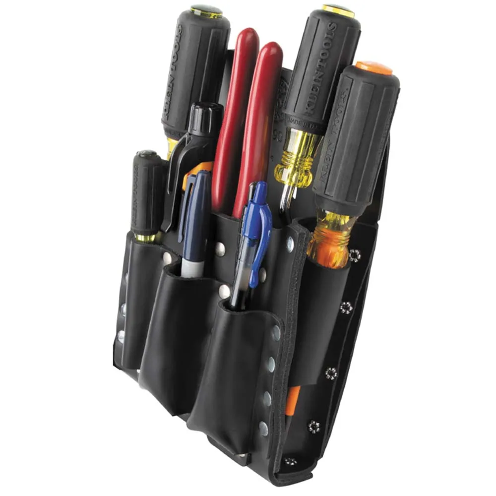 Klein 10-Pocket Tool Pouch Linemens Leather Tool Bags - 5190