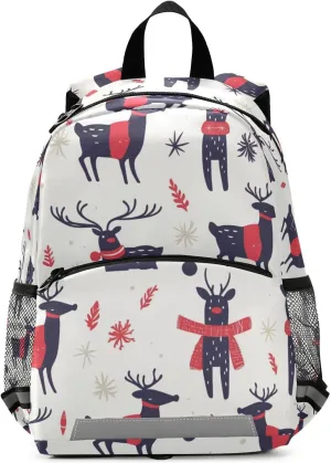KLL Christmas Pattern Reindeer Toddler Girl Backpack Lightweight Mini Bookbag Travel Outdoor Daypack