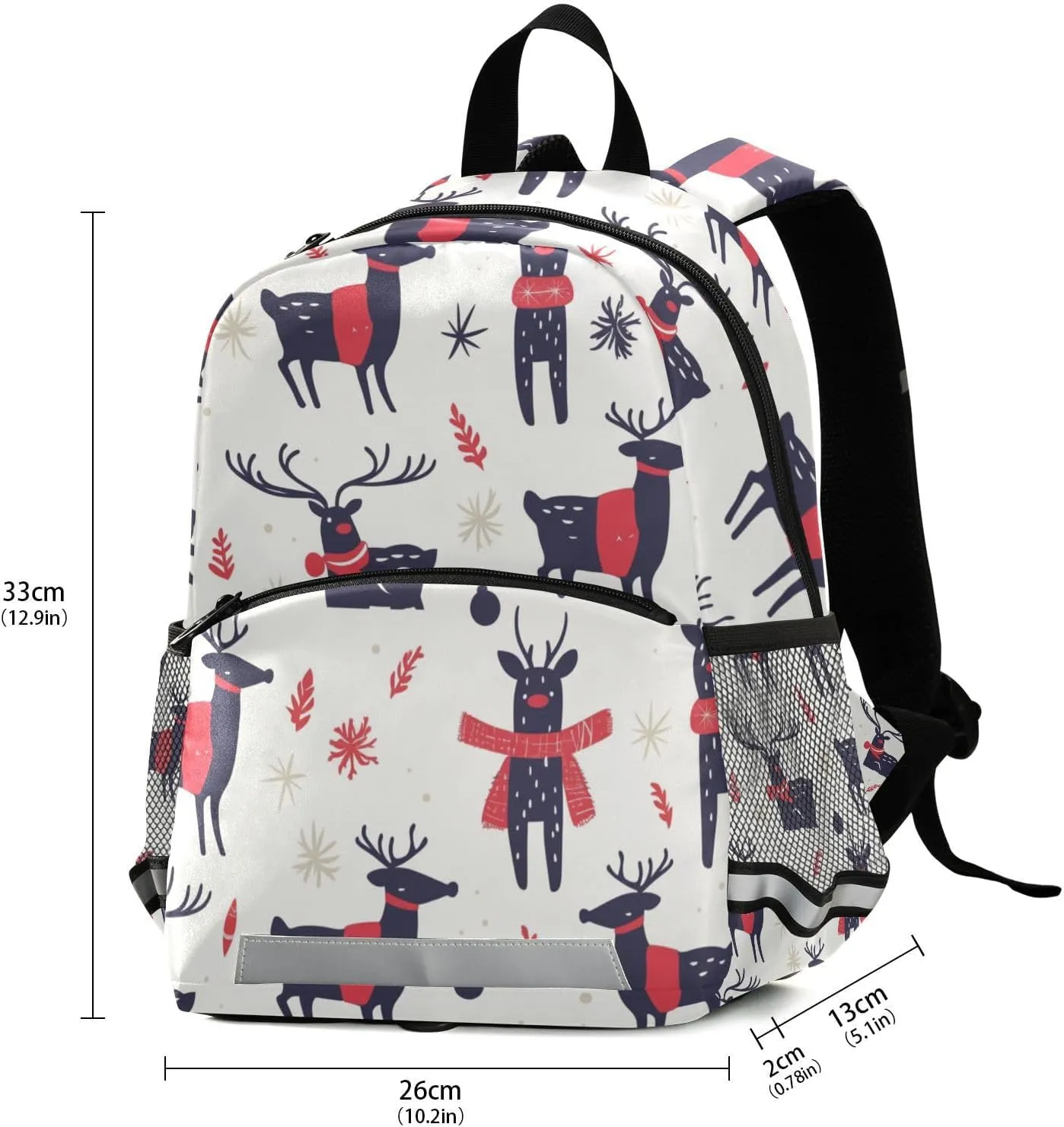 KLL Christmas Pattern Reindeer Toddler Girl Backpack Lightweight Mini Bookbag Travel Outdoor Daypack