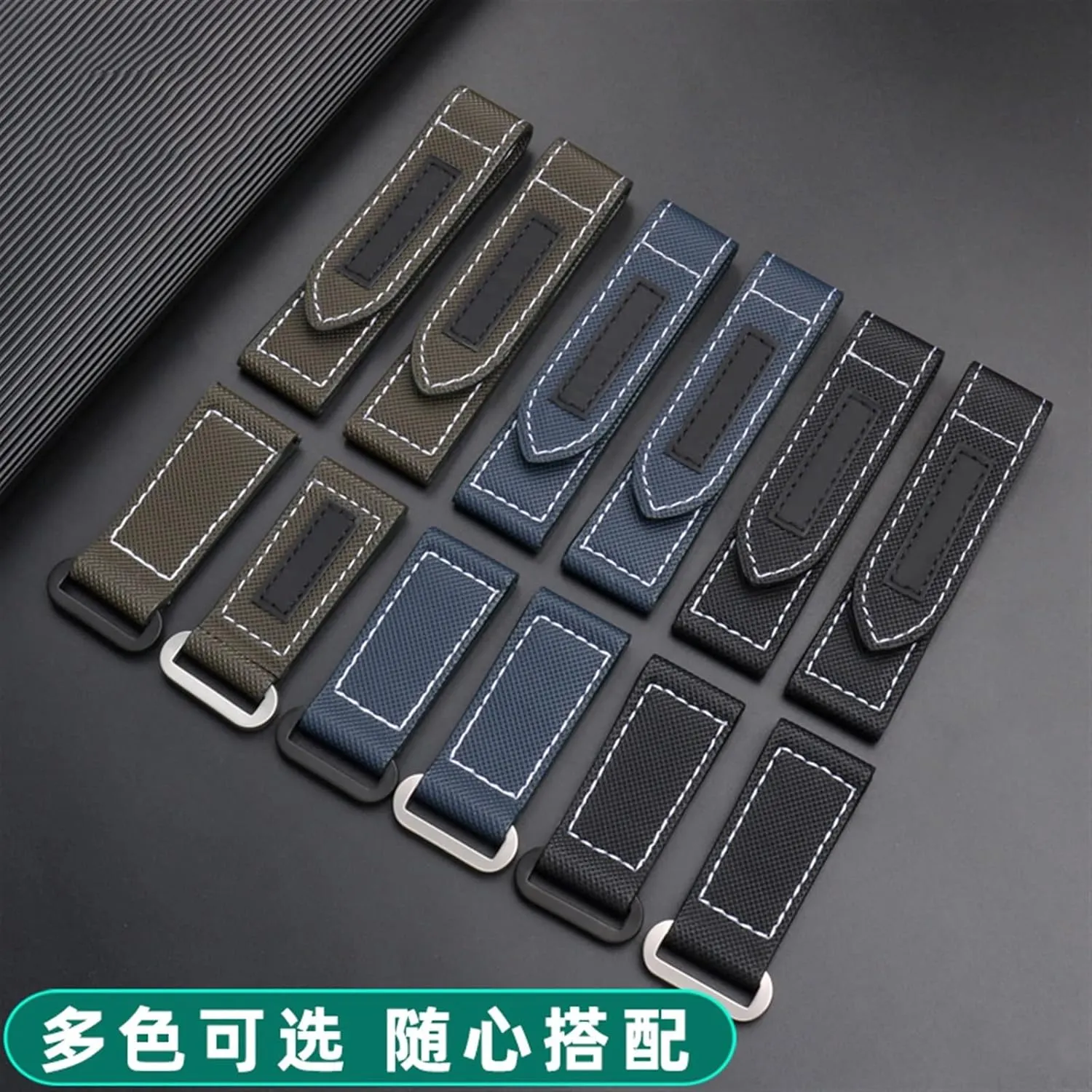 KLVN Carbon Fiber Check Nylon Canvas Strap For Panerai Lumino PAM01118 01661 Waterproof Watchband Bracelet 24mm Black Blue