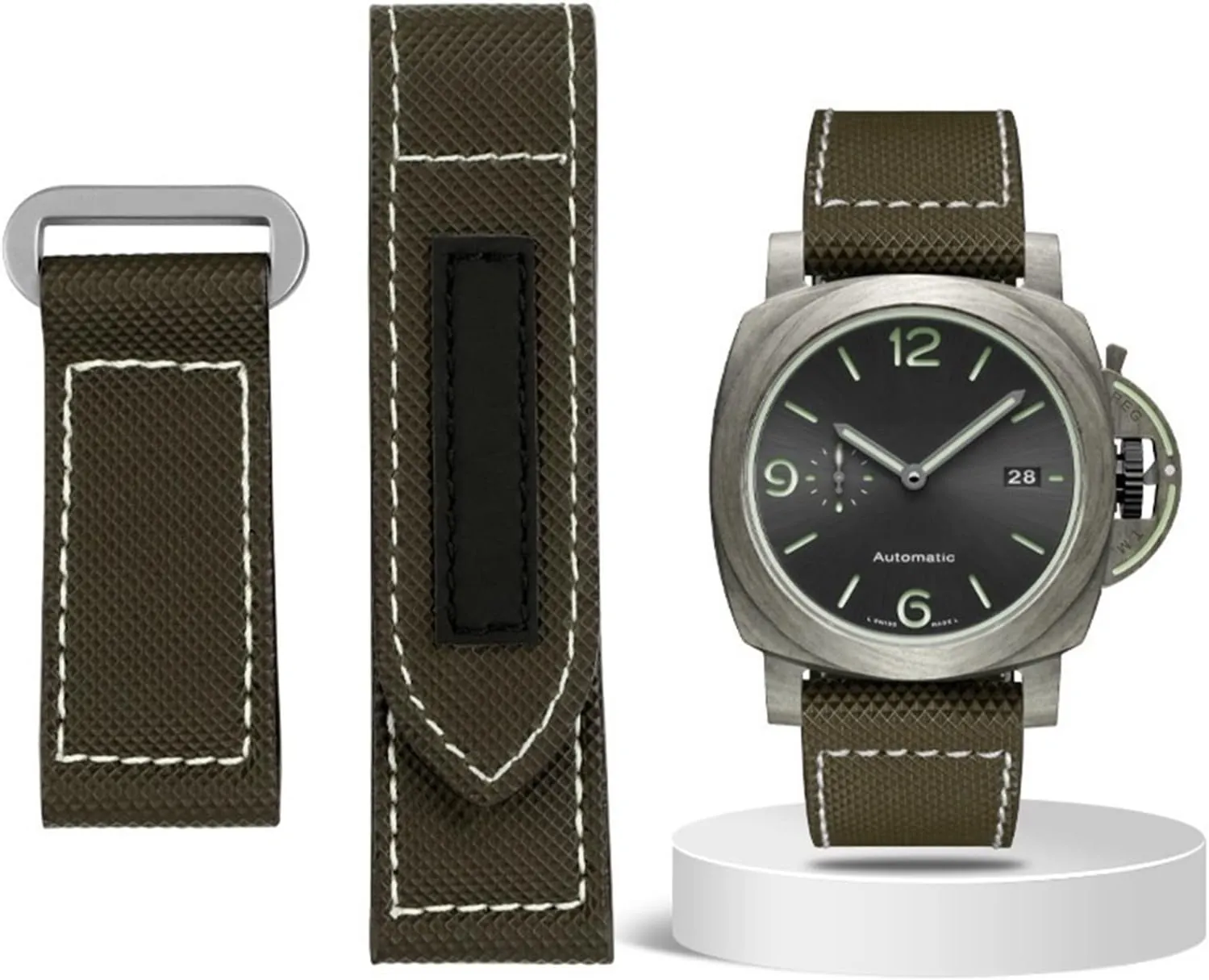 KLVN Carbon Fiber Check Nylon Canvas Strap For Panerai Lumino PAM01118 01661 Waterproof Watchband Bracelet 24mm Black Blue