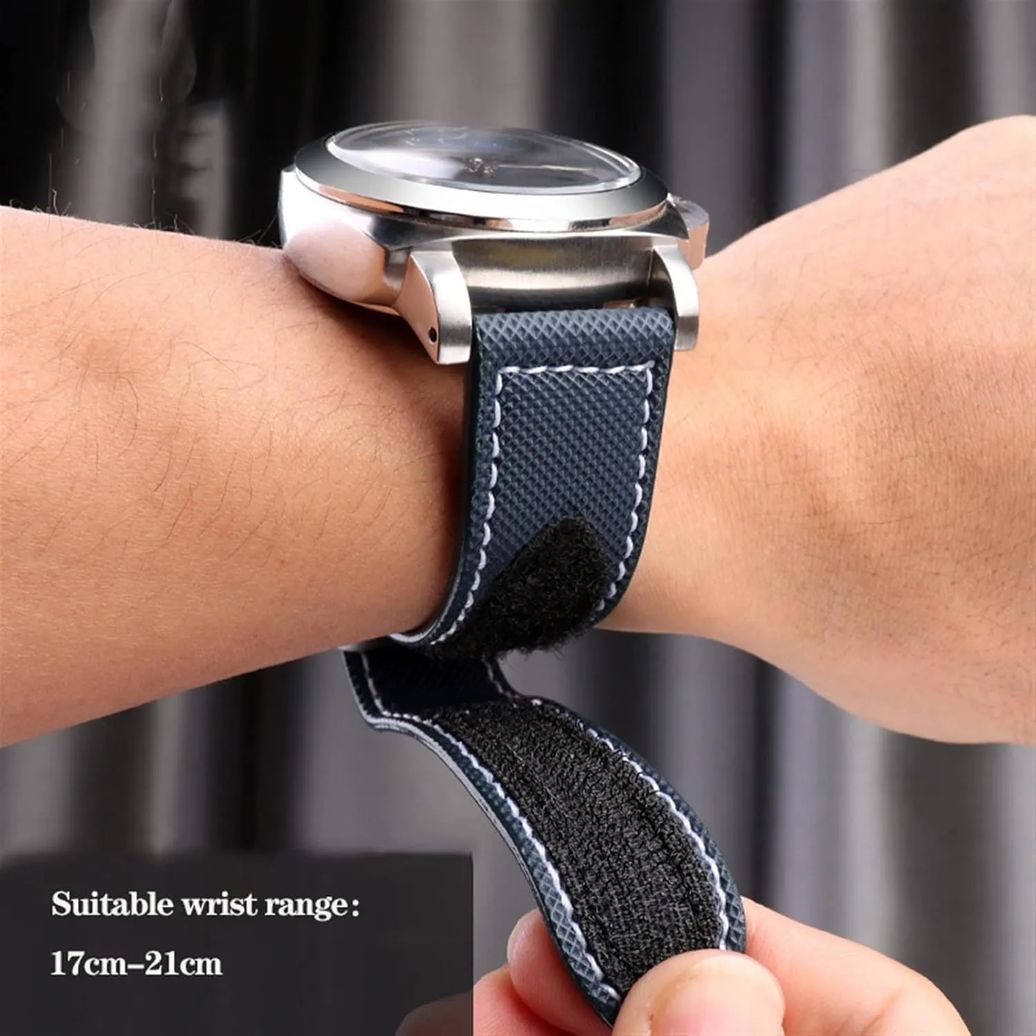 KLVN Carbon Fiber Check Nylon Canvas Strap For Panerai Lumino PAM01118 01661 Waterproof Watchband Bracelet 24mm Black Blue