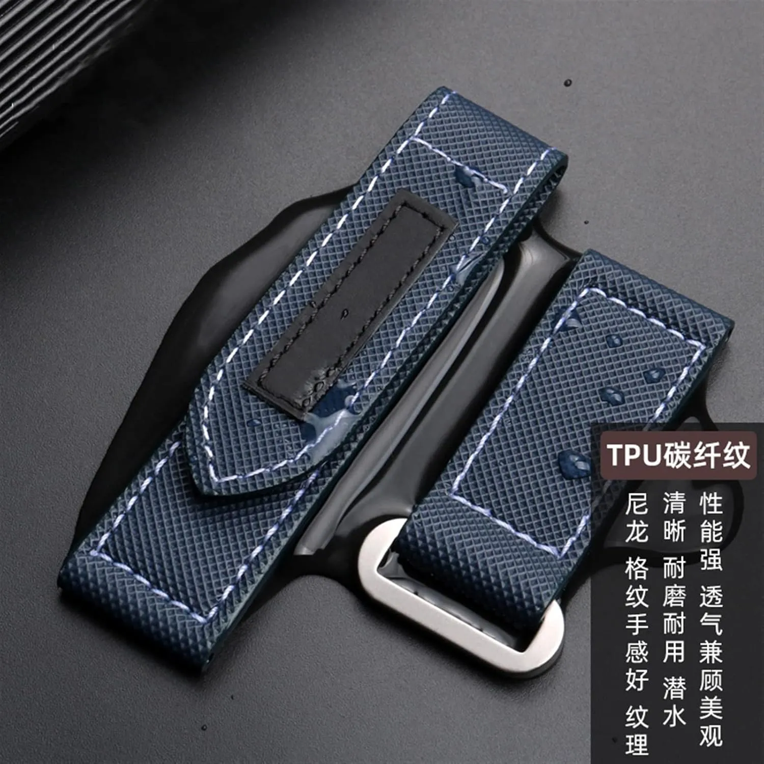 KLVN Carbon Fiber Check Nylon Canvas Strap For Panerai Lumino PAM01118 01661 Waterproof Watchband Bracelet 24mm Black Blue