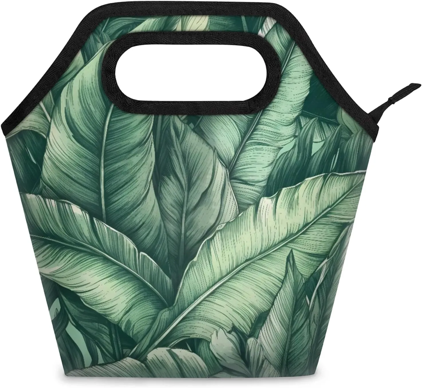 KOBLEN Tropical Leaf Symphony Portable Insulated Lunch Bag for Adults, Oxford Thermal Food Tote Leakproof Reusable Meal Bag for Picnic, Hiking, Travel (7.5x4.7x11.2 Inch)