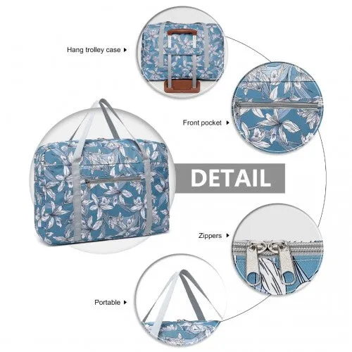 Kono Foldable Waterproof Storage Cabin Travel Handbag Flower Print - Blue