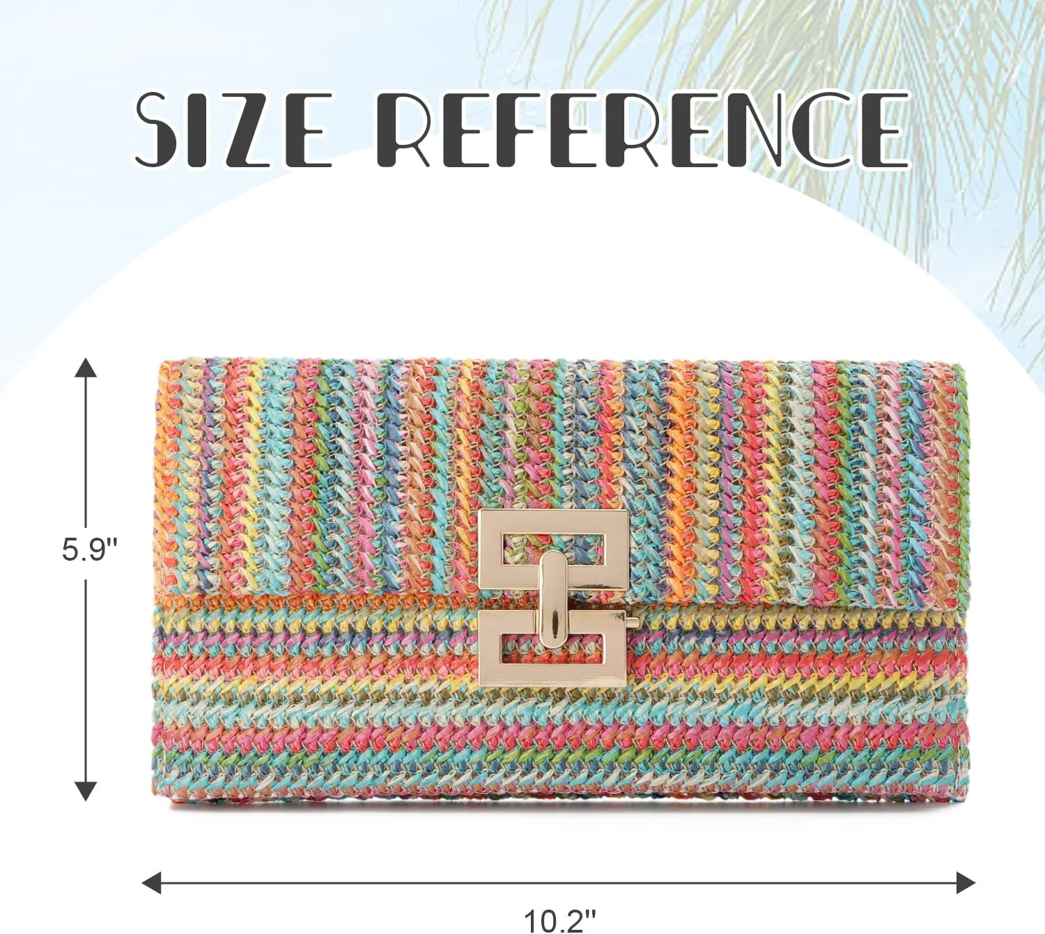 KUANG! Straw Clutch Purse for Women Beach Woven Bag Envelope Evening Clutch Straw Handbag